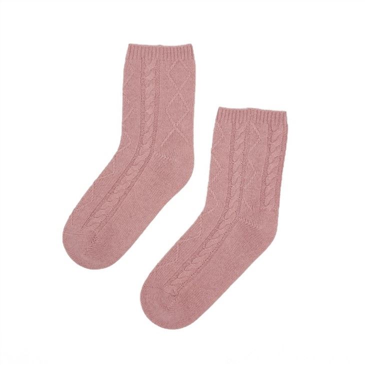 Cable Knitted 100% Cashmere Socks Women Winter Warm Soft Cashmere Socks