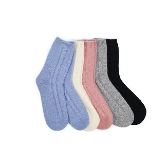 Cable Knitted 100% Cashmere Socks Women Winter Warm Soft Cashmere Socks